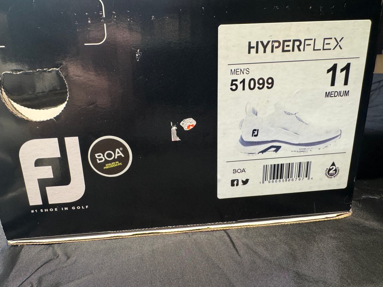 FootJoy HyperFlex BOA Golf Shoes White/Gray Size 11 Mens