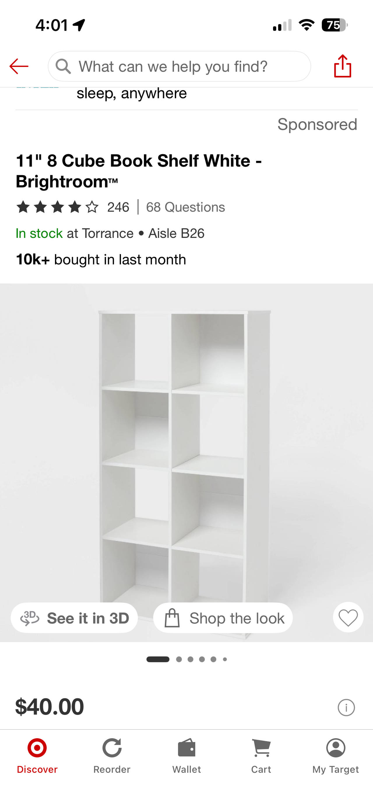 11" 8 Cube Book Shelf White