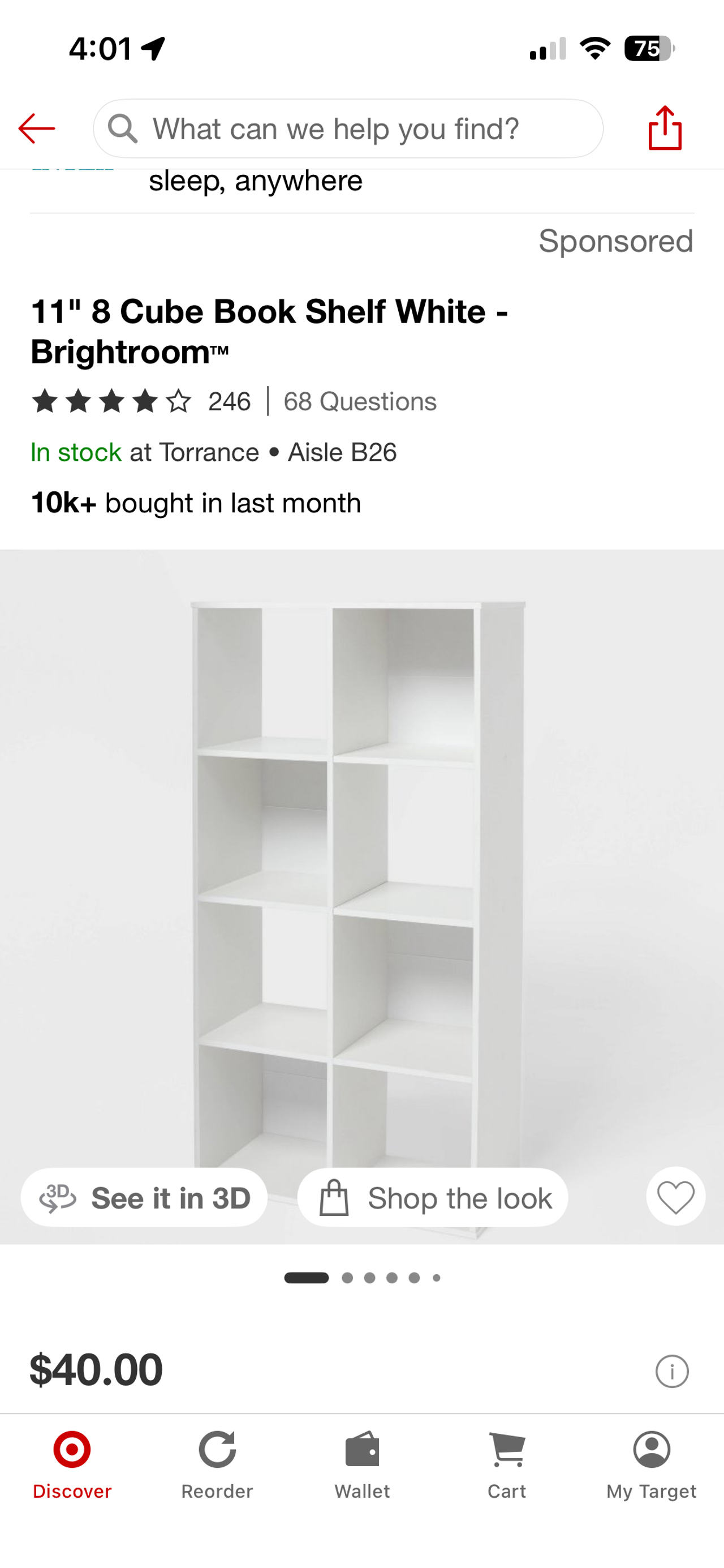 11" 8 Cube Book Shelf White