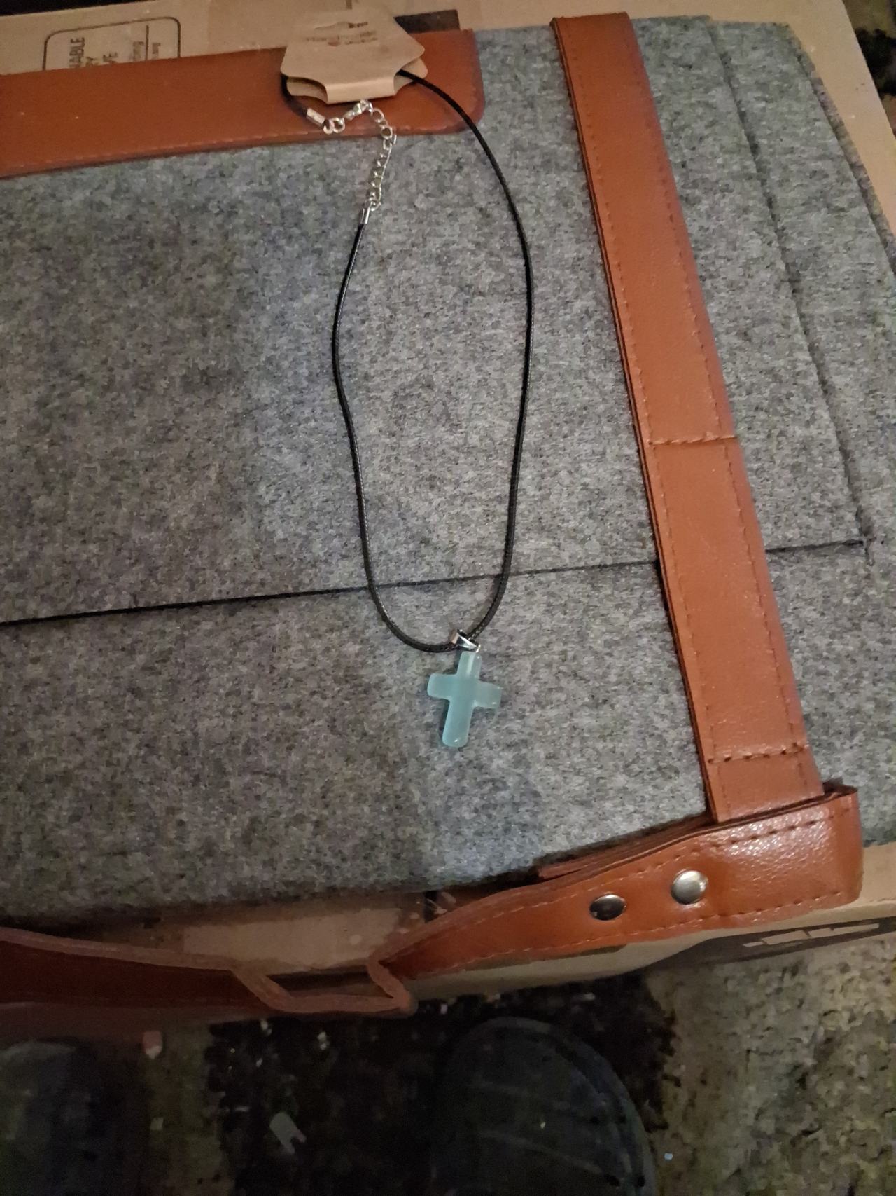 Light Blue Cross Pendant Necklace