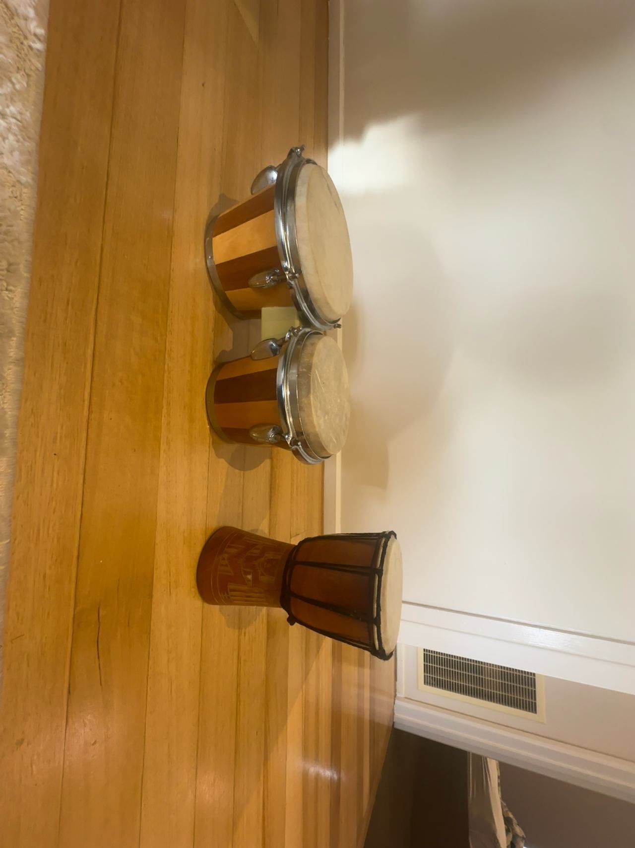 Wooden Bongos Pair Natural Finish