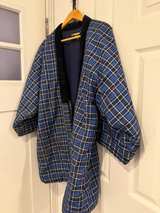 Japanese Hanten Padded Kimono Jacket Blue Check - Image 3