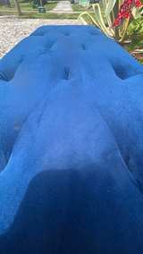 Navy Blue Tufted Velvet Bench - Image 6