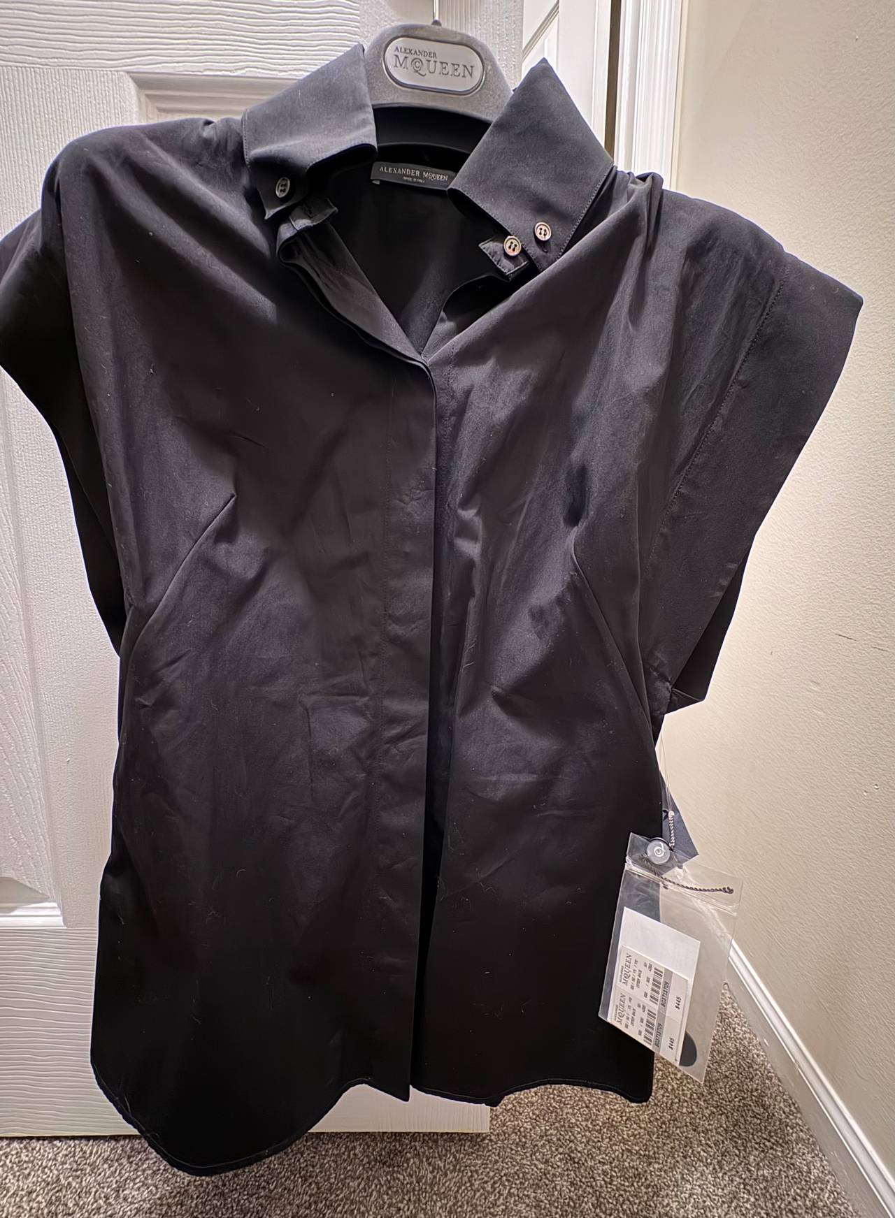 Alexander McQueen Sleeveless Cotton Poplin Shirt
