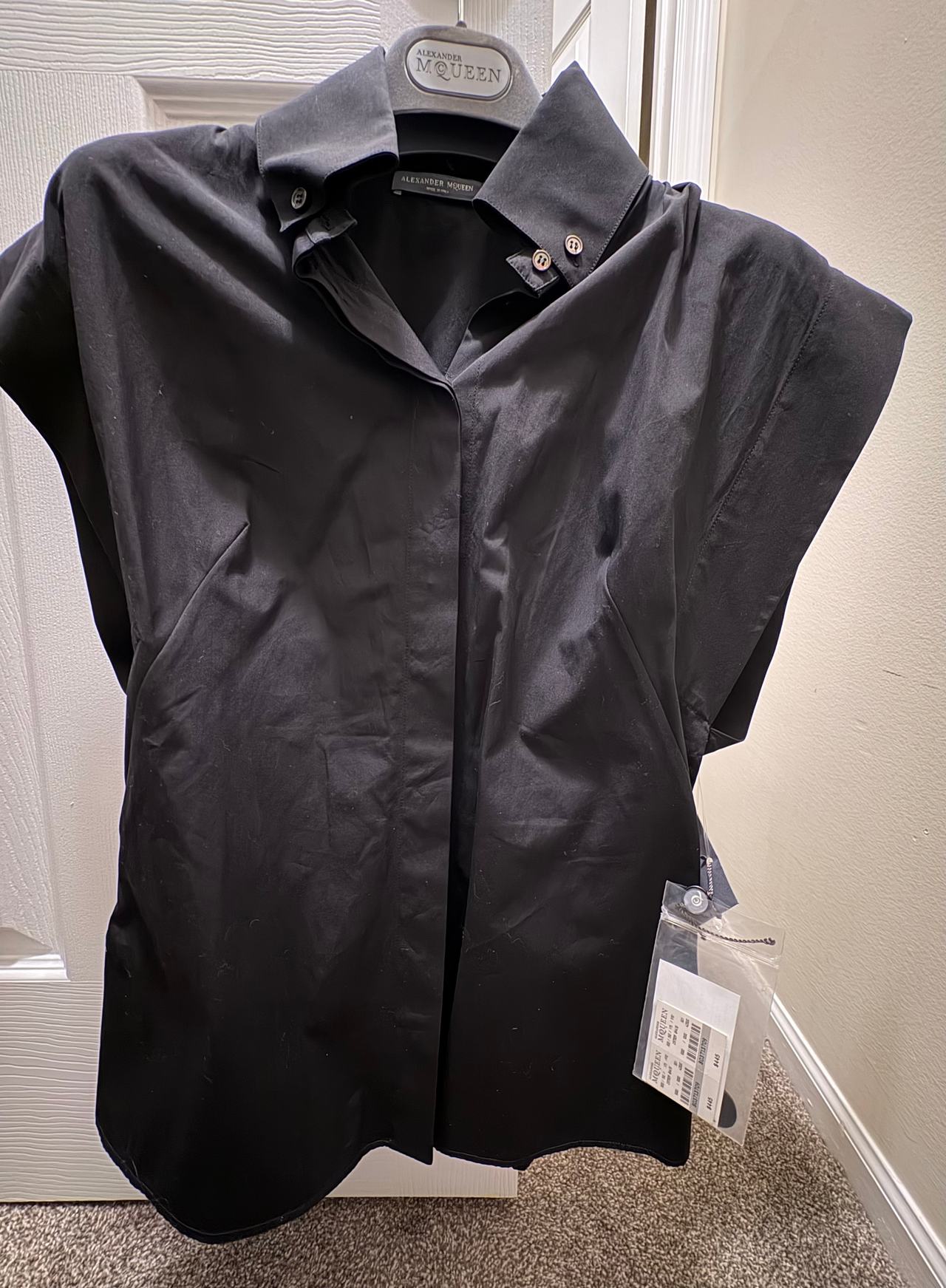 Alexander McQueen Sleeveless Cotton Poplin Shirt