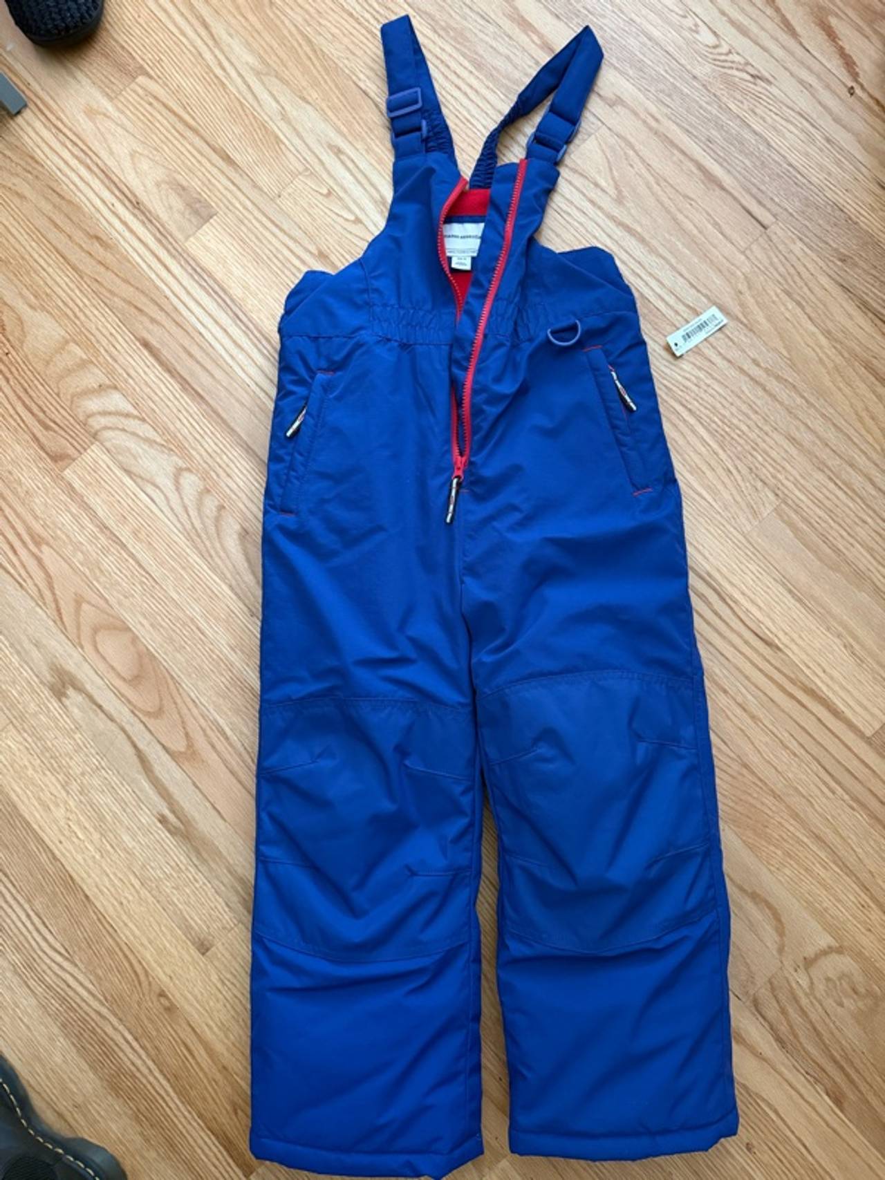 Amazon Essentials Boys Snow Bib Pants Royal Blue/Red - NWT