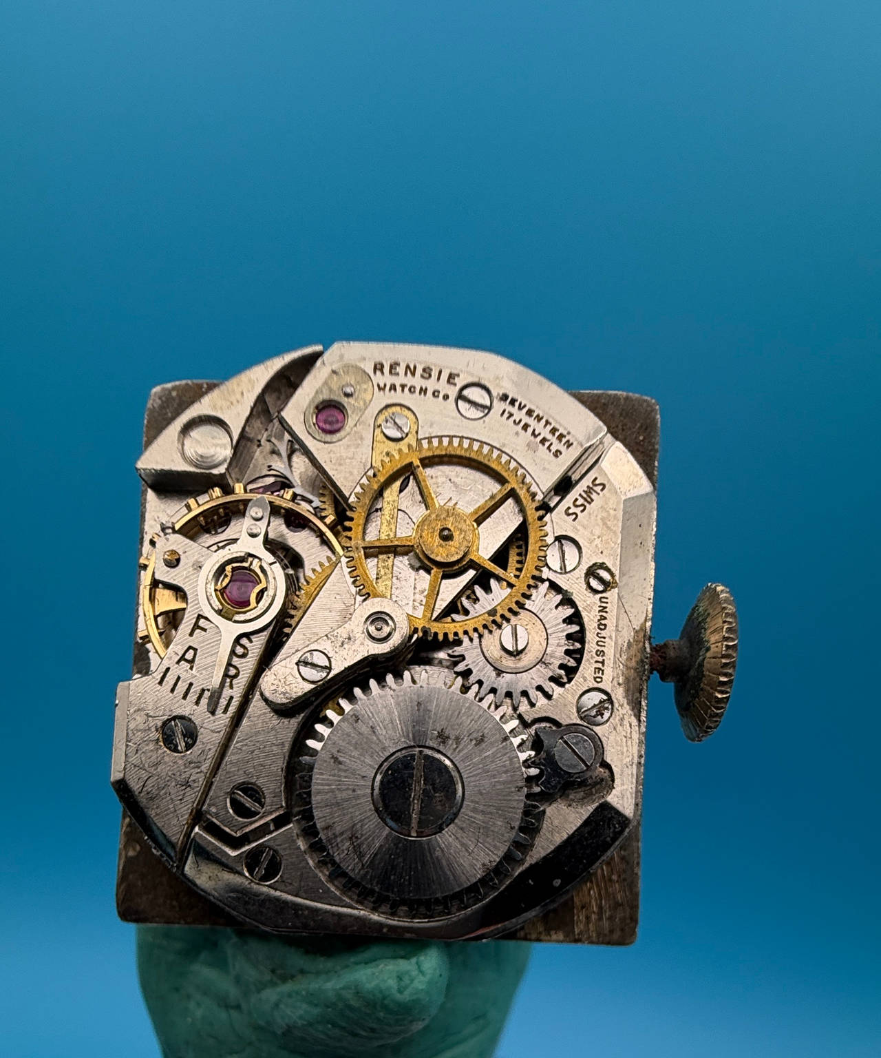 Vintage Rensie 17 Jewel Watch Movement with dial
