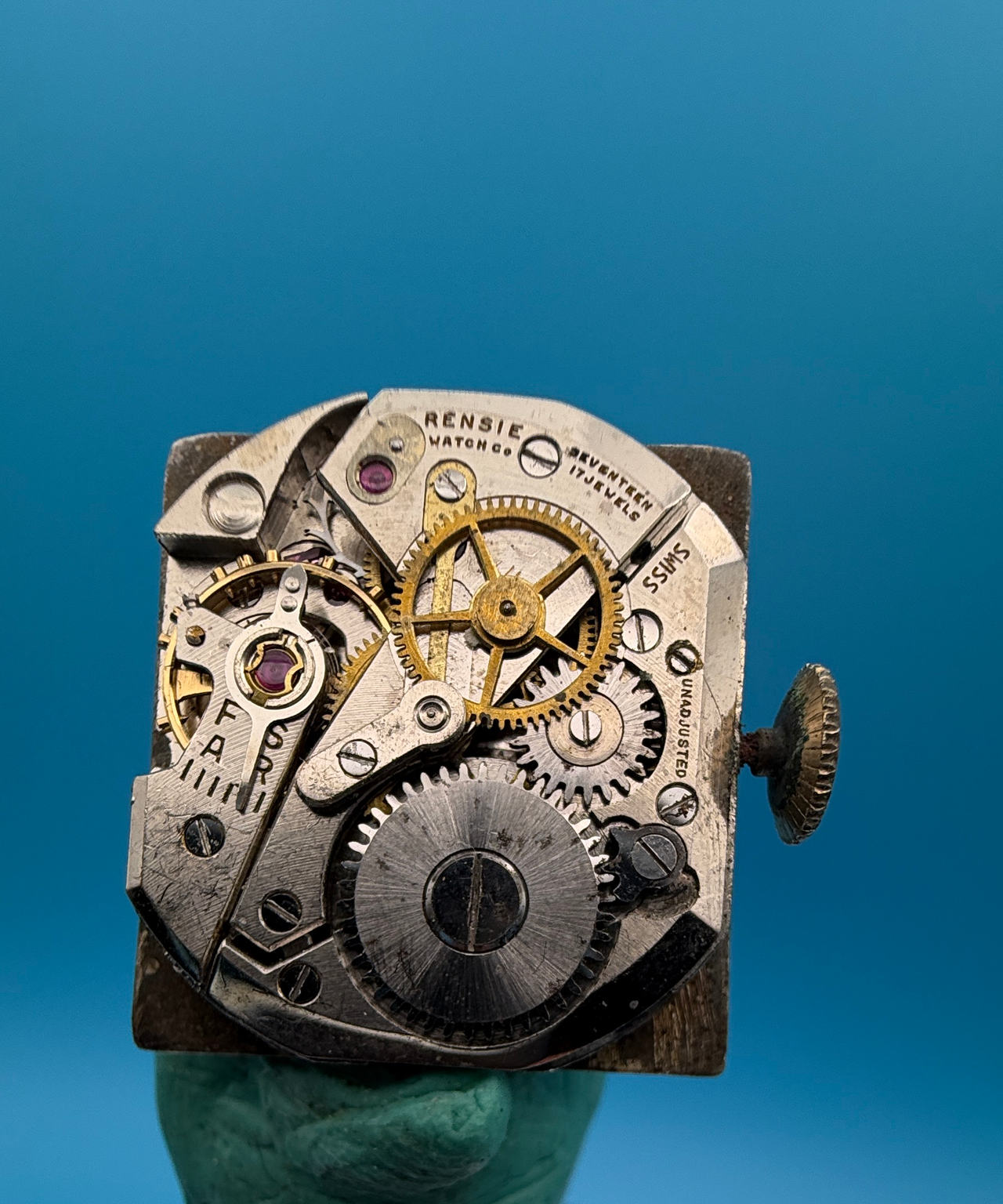 Vintage Rensie 17 Jewel Watch Movement with dial