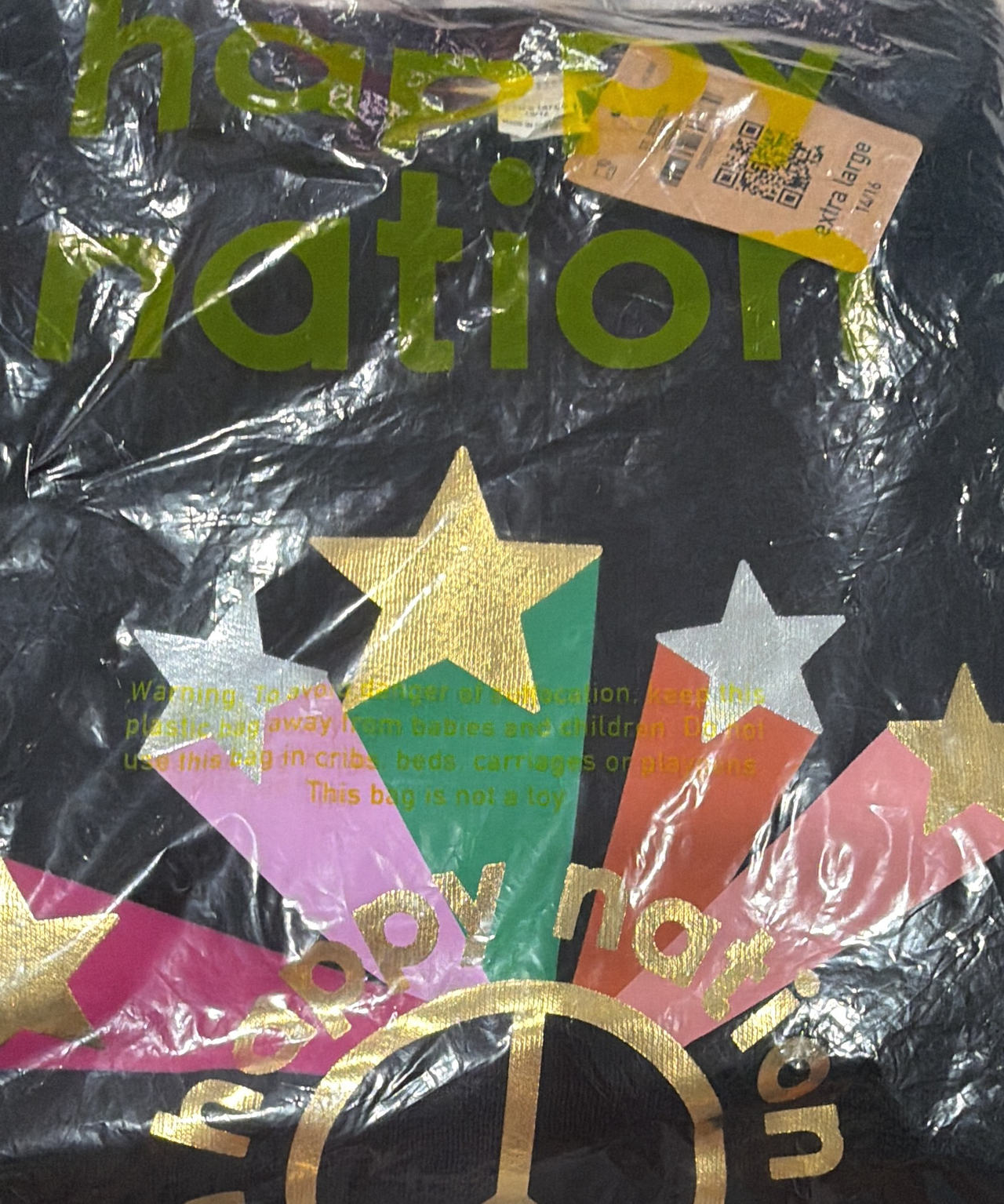 NEW Happy Nation Peace Star Graphic crew neck sweatshirt XL (14/16)
