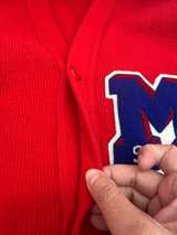 Red Vintage Varsity Letter Cardigan Sweater - Image 5