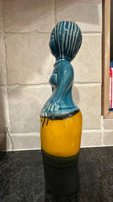 Ceramic Modernist Woman Figurine Turquoise & Gold - Image 5