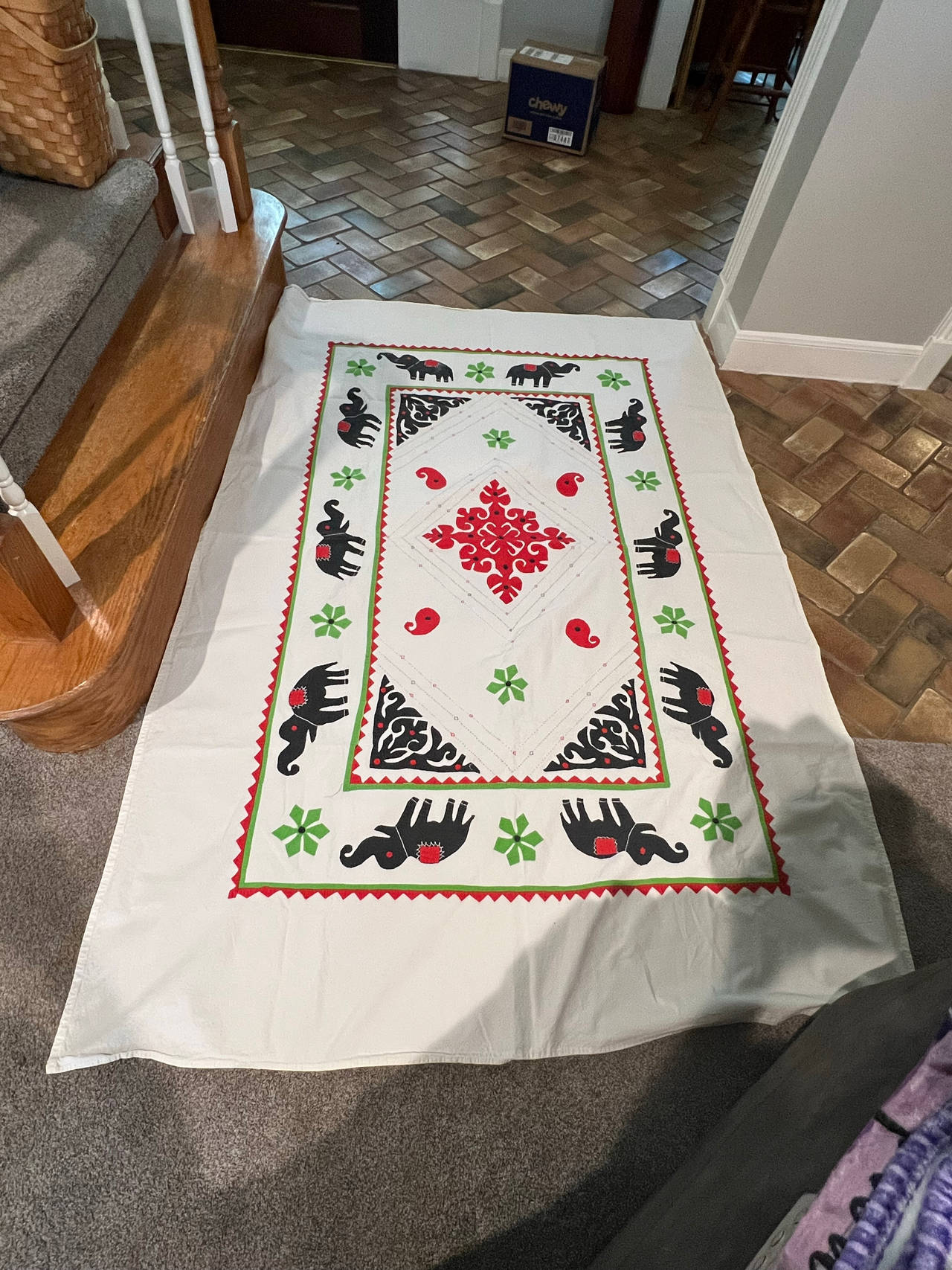 Handmade Indian Elephant Applique Tapestry