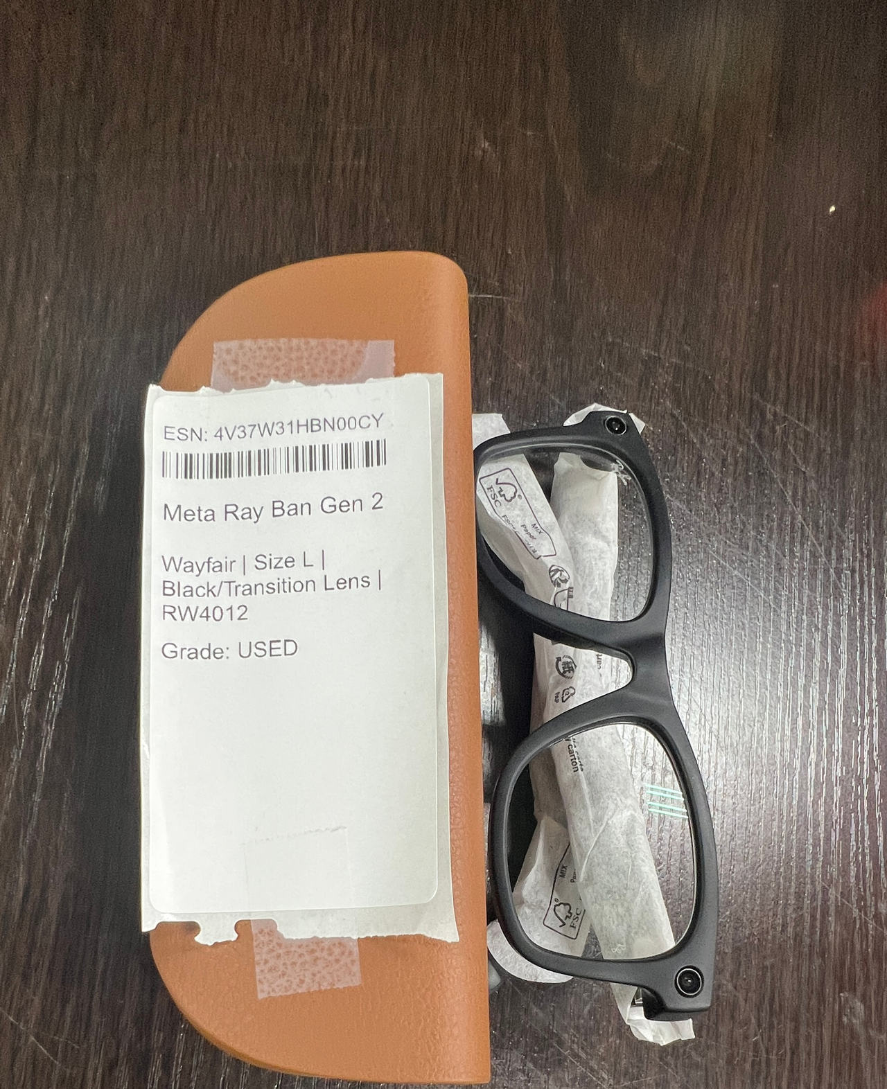 Ray-Ban Meta Wayfarer Smart Glasses Gen 2 Black Transition Lens Size L