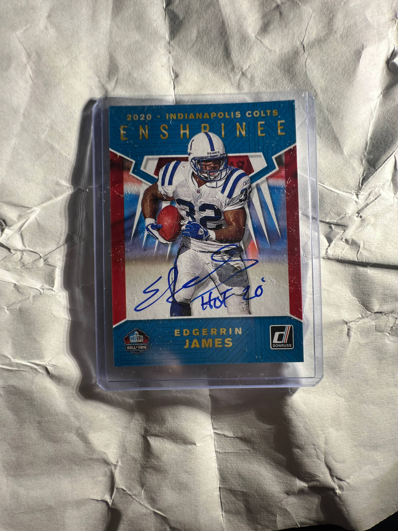 2020 Donruss Hall of Fame Enshrinee Edgerrin James Autograph Card