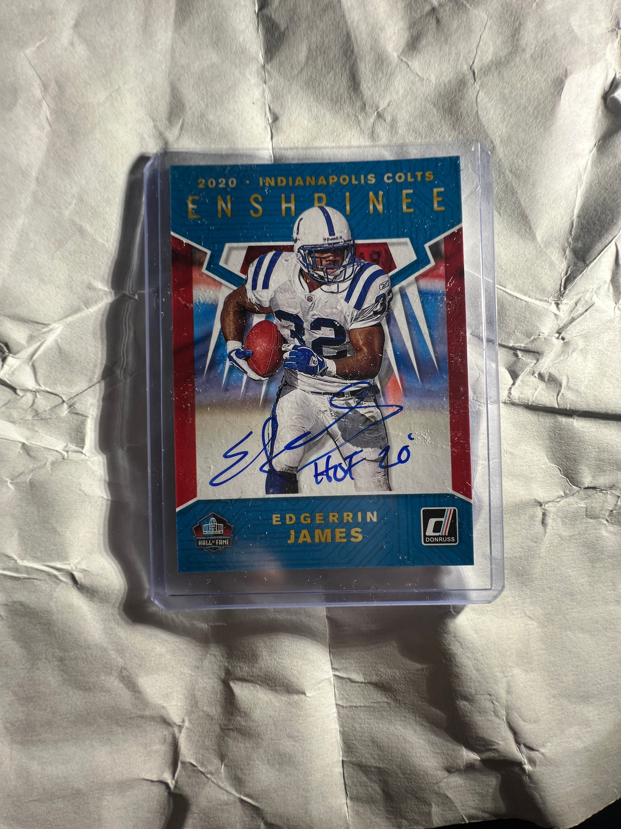 2020 Donruss Hall of Fame Enshrinee Edgerrin James Autograph Card