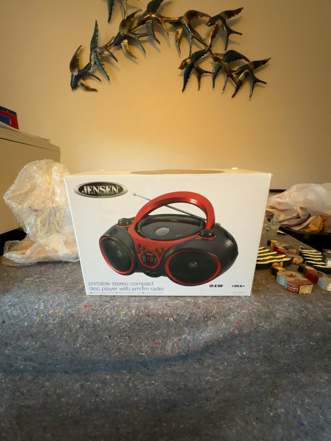 Jensen CD-490 Sport Stereo CD Player Red/Black