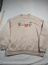 Coffee Graphic Oversized Sweatshirt womens Medium Gray - Image 2