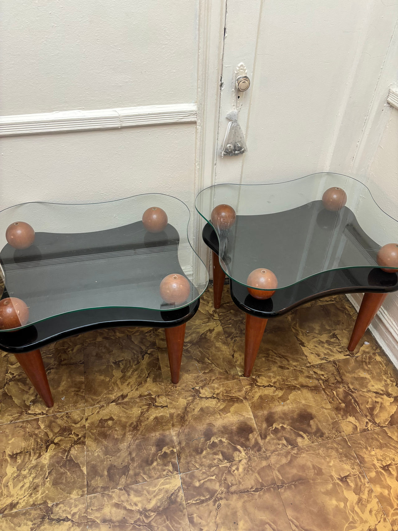 Mid-Century Modern Glass Top End Tables
