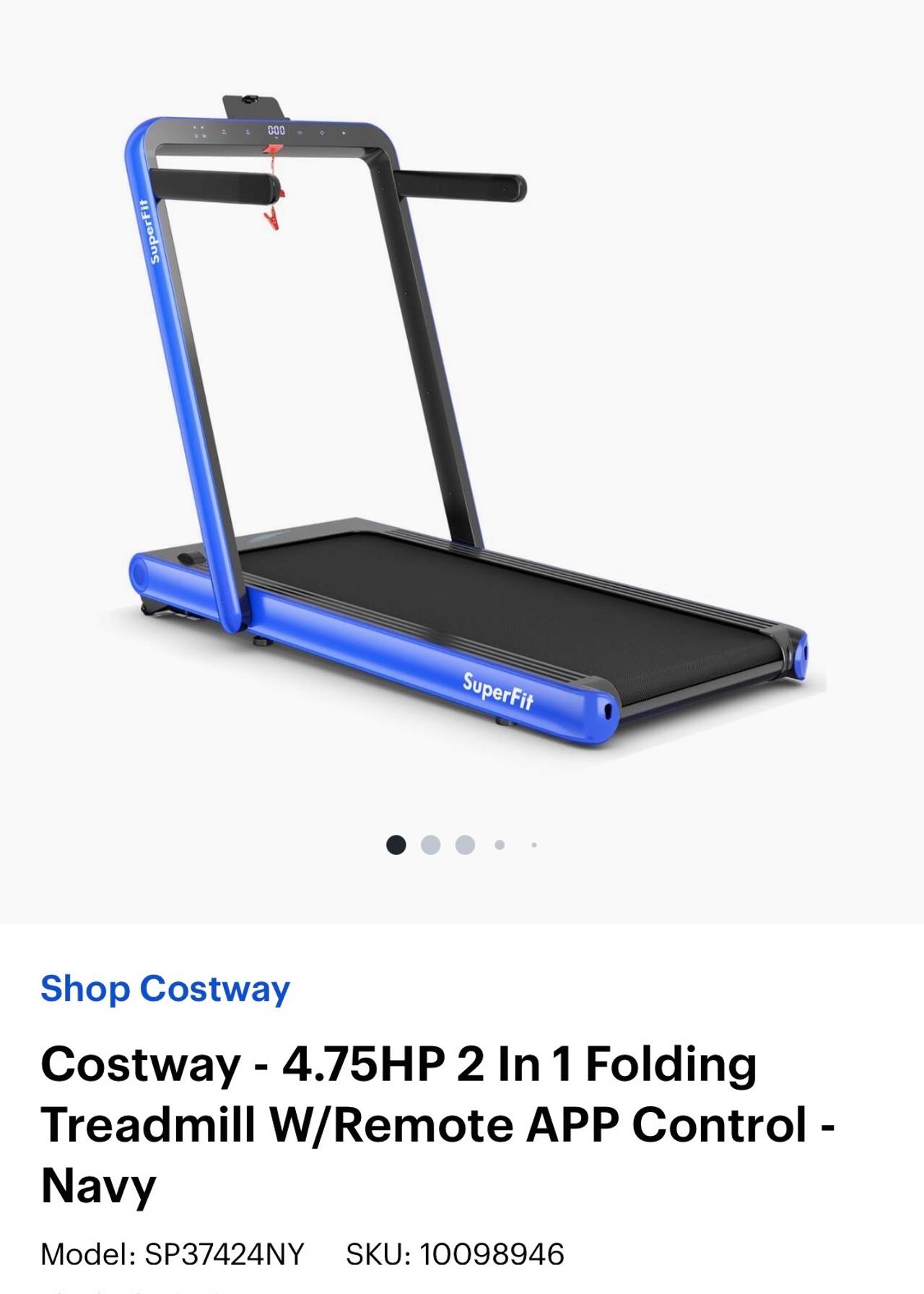 Costway SuperFit 4.75HP 2 In 1 Folding Treadmill