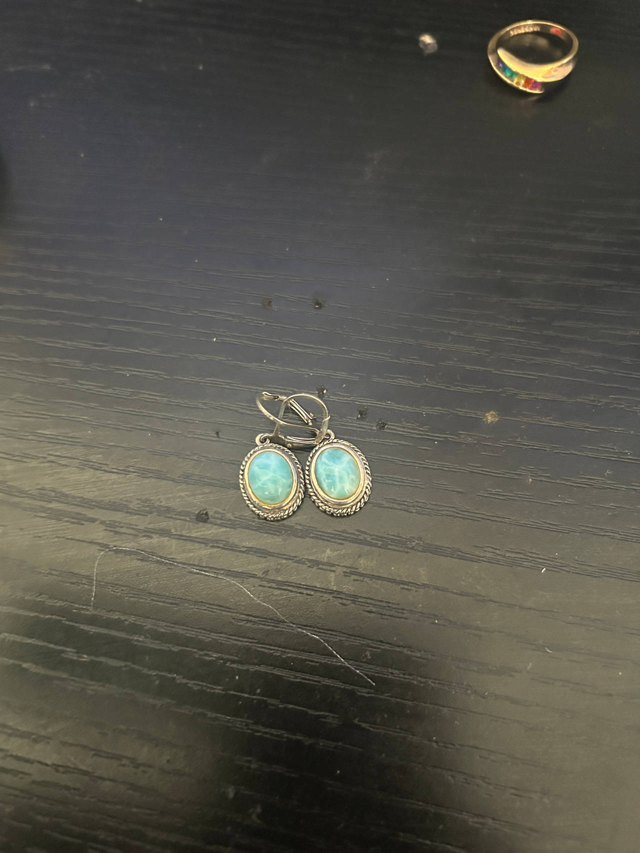 Sterling Silver Larimar Leverback Earrings