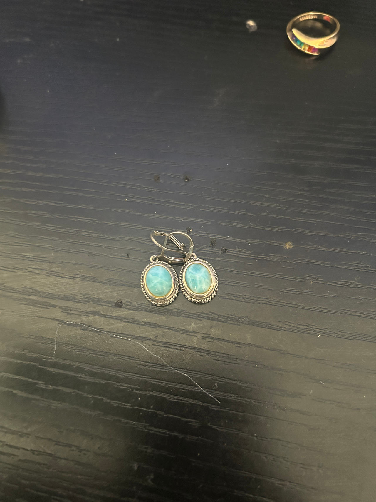 Sterling Silver Larimar Leverback Earrings