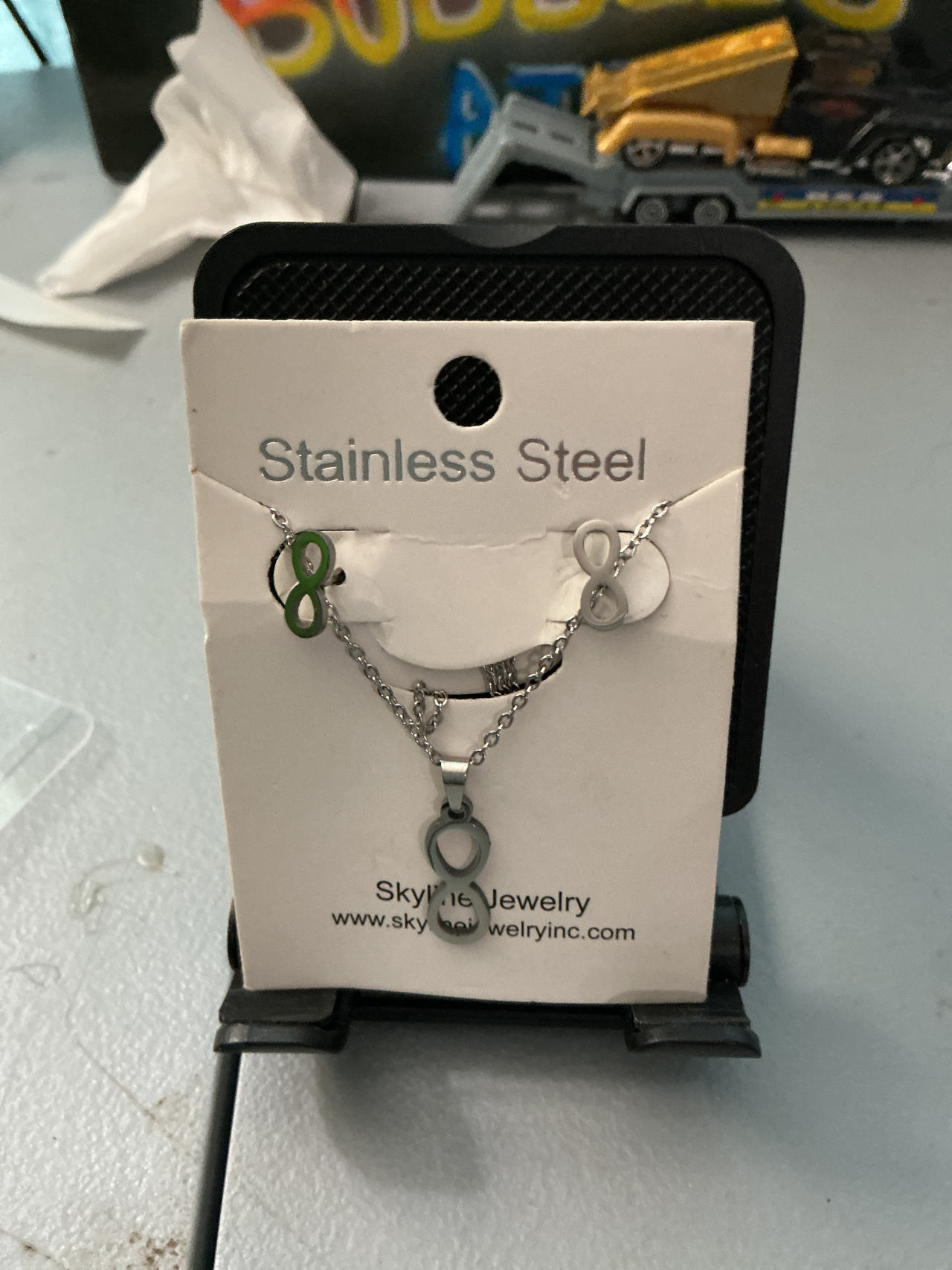 Skyline Jewelry Stainless Steel Infinity Necklace and Earring Set