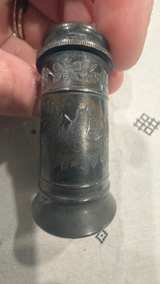 Antique Pewter salt or pepper Shaker etched floral Muffineer vintage - Image 5