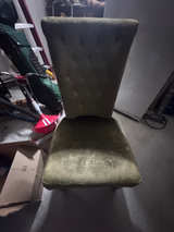 Vintage Green Velvet Dining Chair - Image 1
