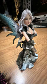 Ebros Winter Fairy Huntress with Wolf Statue 10" - Image 4