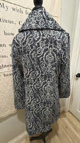 Sweet Miss Gray and White Brocade Wool Coat - Image 2