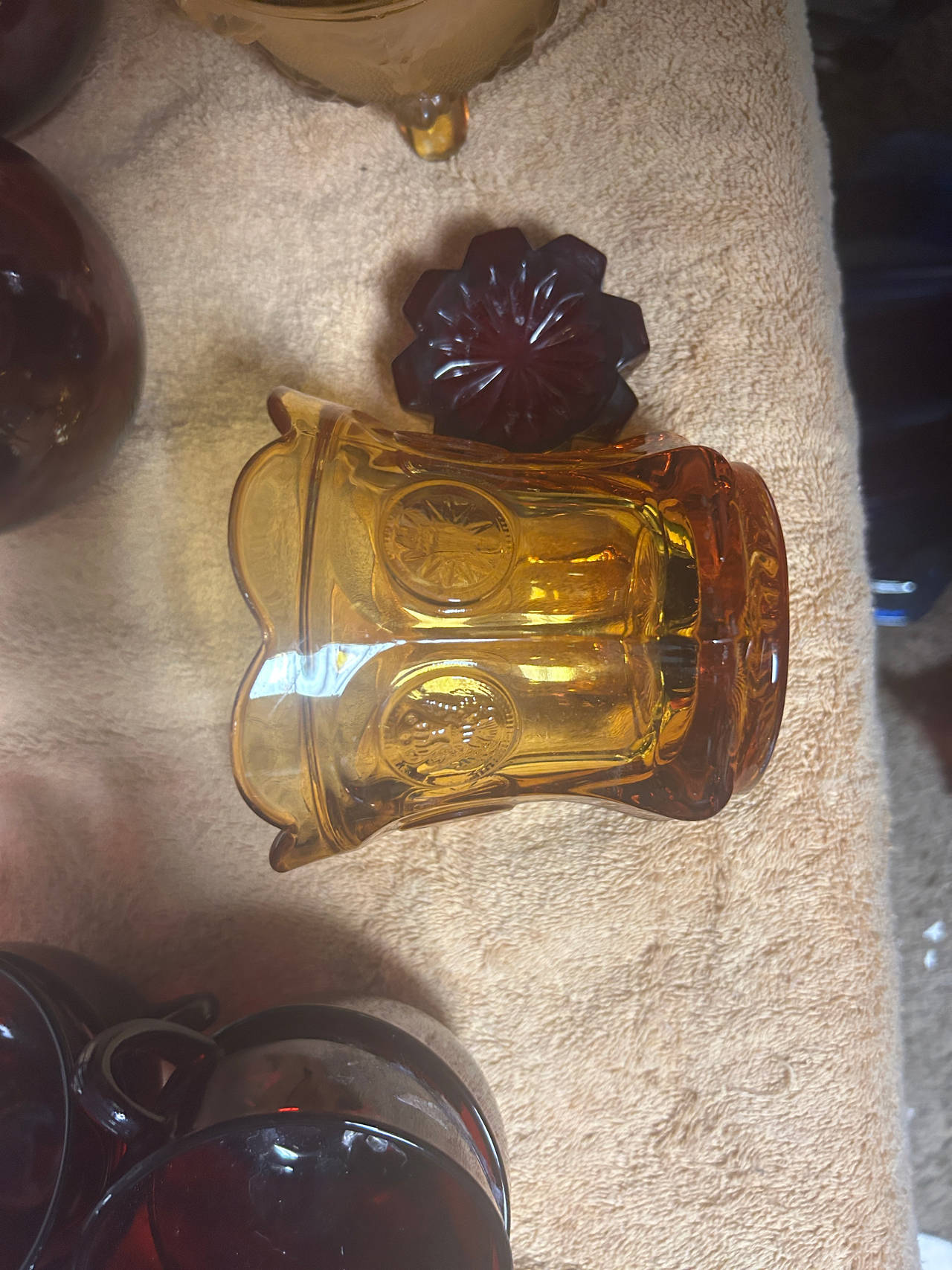 Amber Glass Sugar Bowl