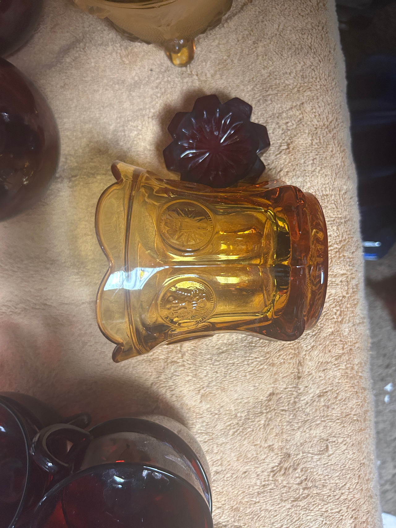 Amber Glass Sugar Bowl