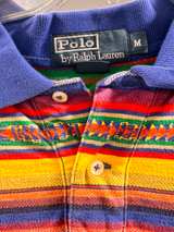 Ralph Lauren Vintage Aztec Polo Shirt Blue Yellow L - Image 6