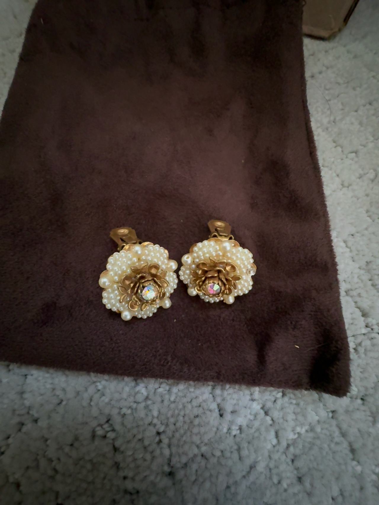 Vintage Clip-On Earrings Faux Pearl