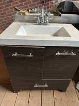 Glacier Bay Stancliff 30" Elm Ember Bathroom Vanity with White Marble Top - Image 1