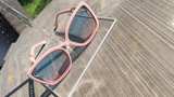 Pink Oversized Square Frame Sunglasses – Blue Gradient Lens, Trendy Chic Look - Image 5