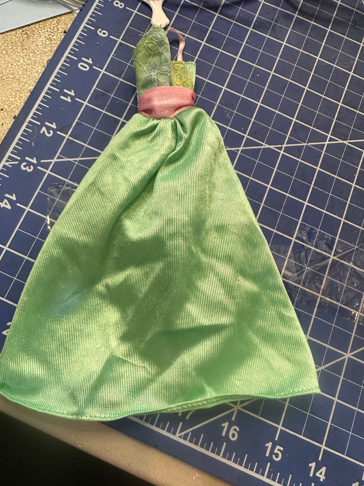 Vintage Barbie Green Satin Gown. 195