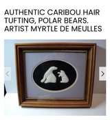 Myrtle de Meulles Caribou Hair Tufting Polar Bears Framed Art - Image 1