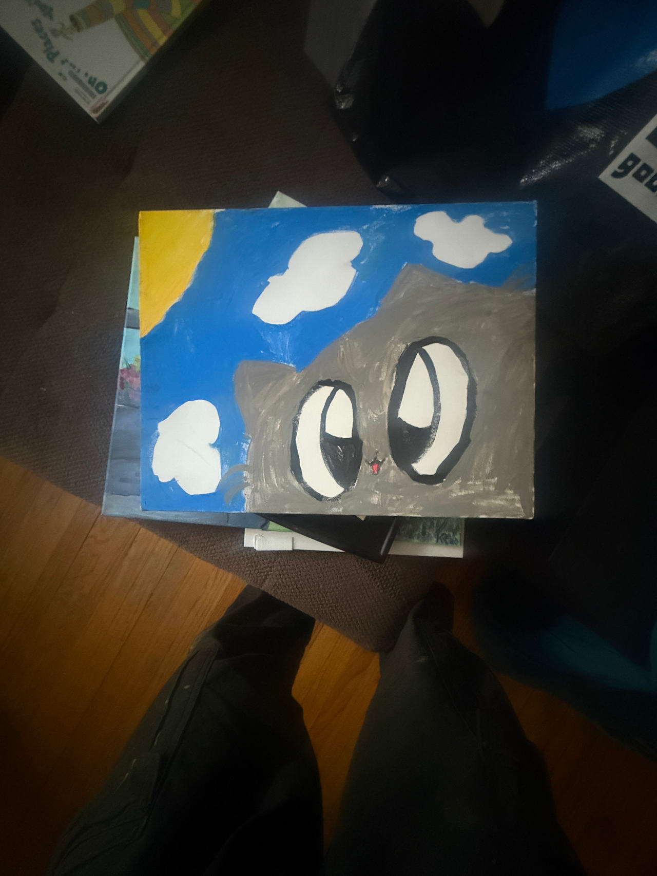 Hand Painted Cat Canvas Art