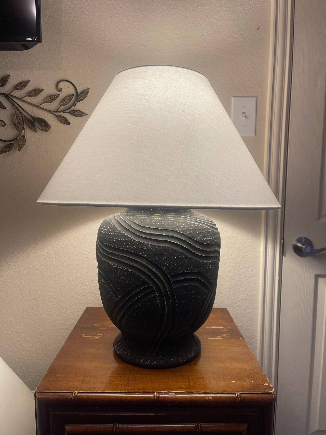 Vintage Postmodern Textured Ceramic Table Lamp