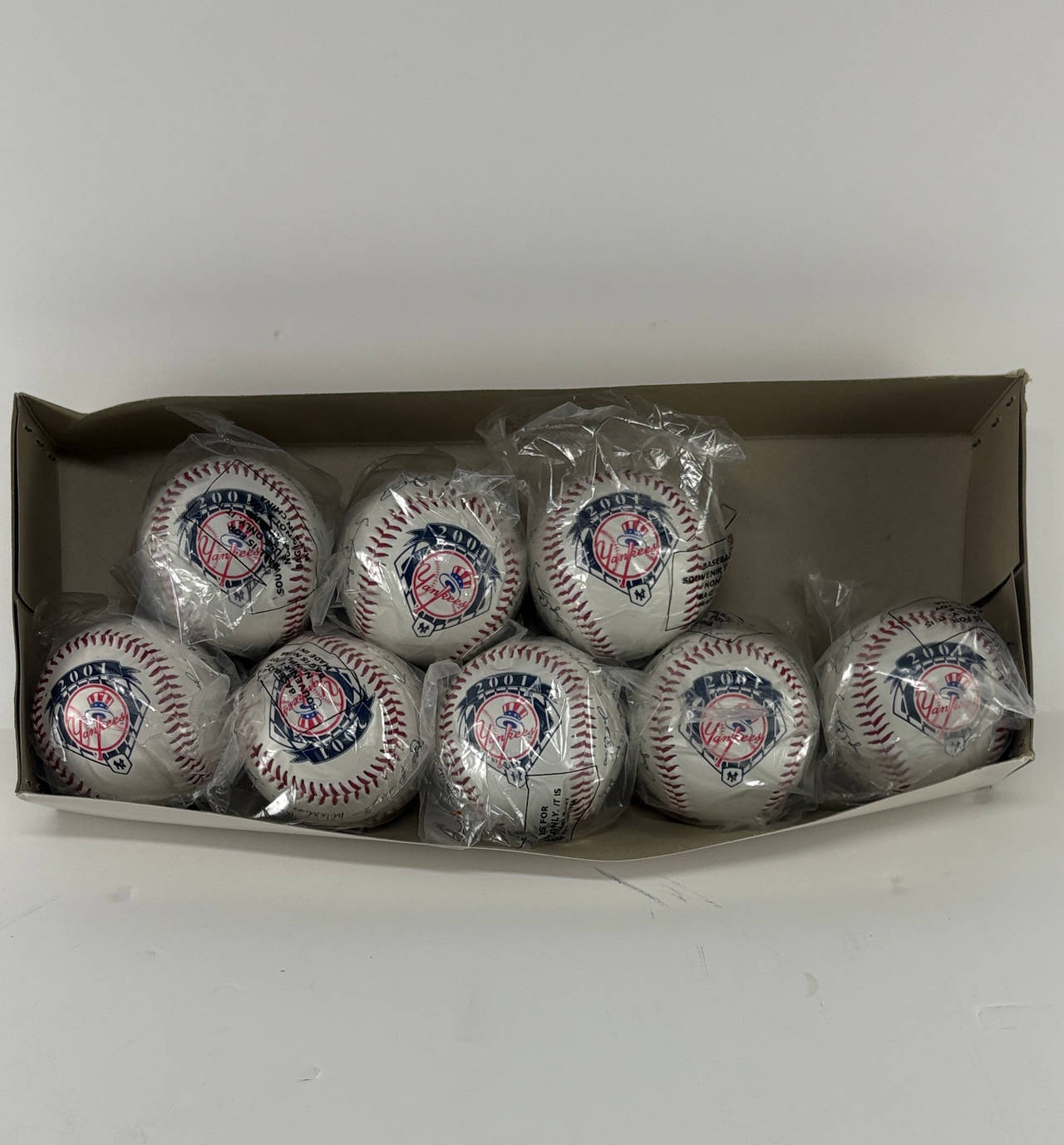 2001 New York Yankees Souvenir Baseballs with Signatures (Set of 8)