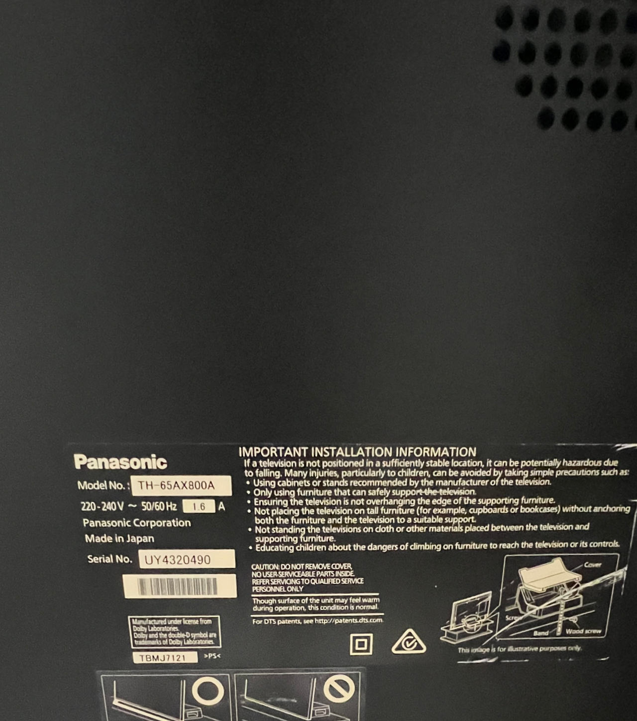 Panasonic VIERA TH-65AX800A 65" 4K Ultra HD LED LCD TV