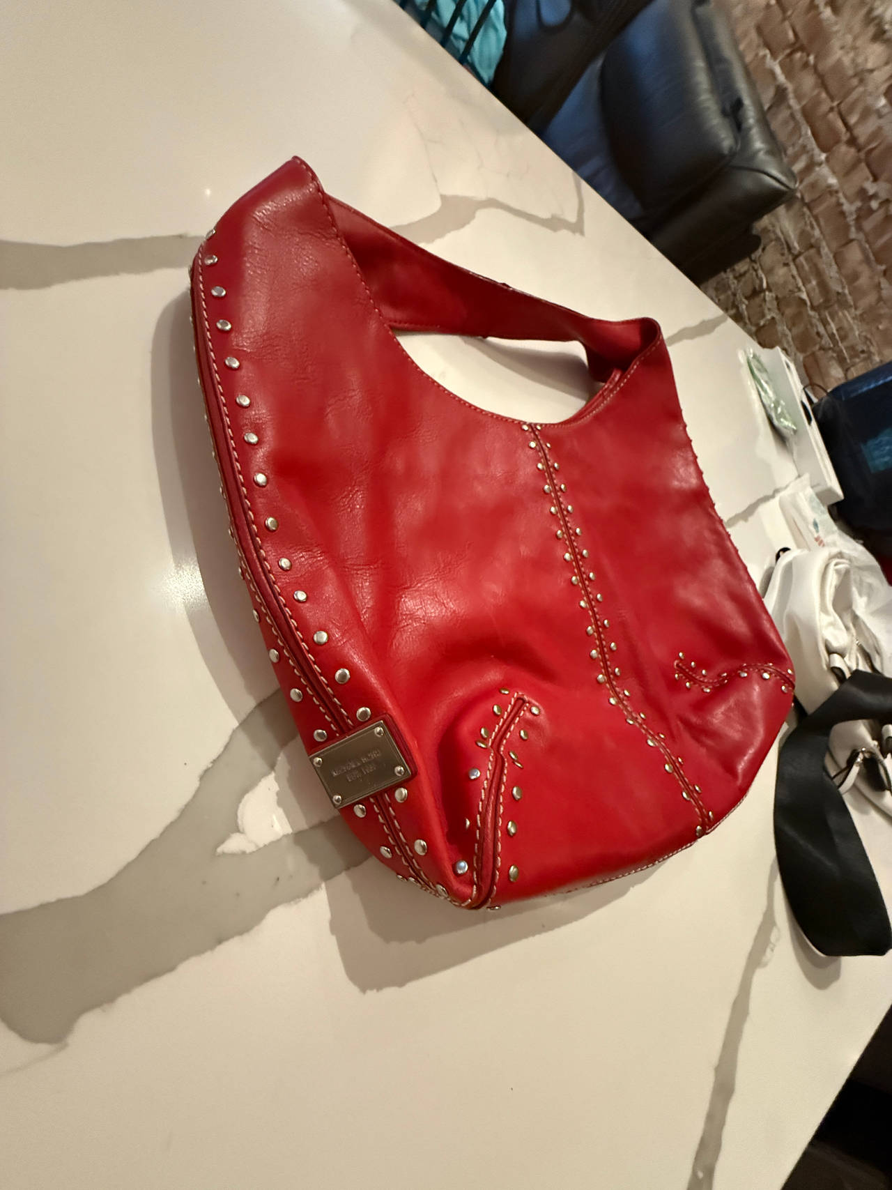 Michael Kors Red Studded Hobo Bag