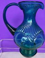 VINTAGE INDIANA GLASS TIARA BLUE AQUA PITCHER - Image 4