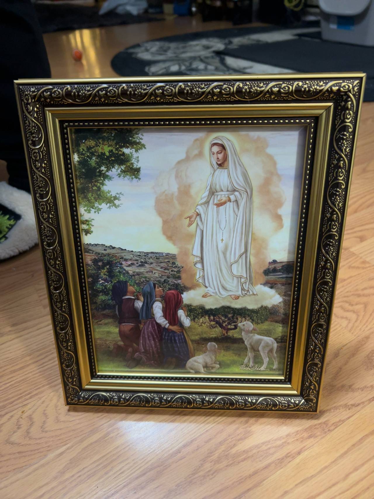 Our Lady of Fatima Gold Ornate Frame Print 13”