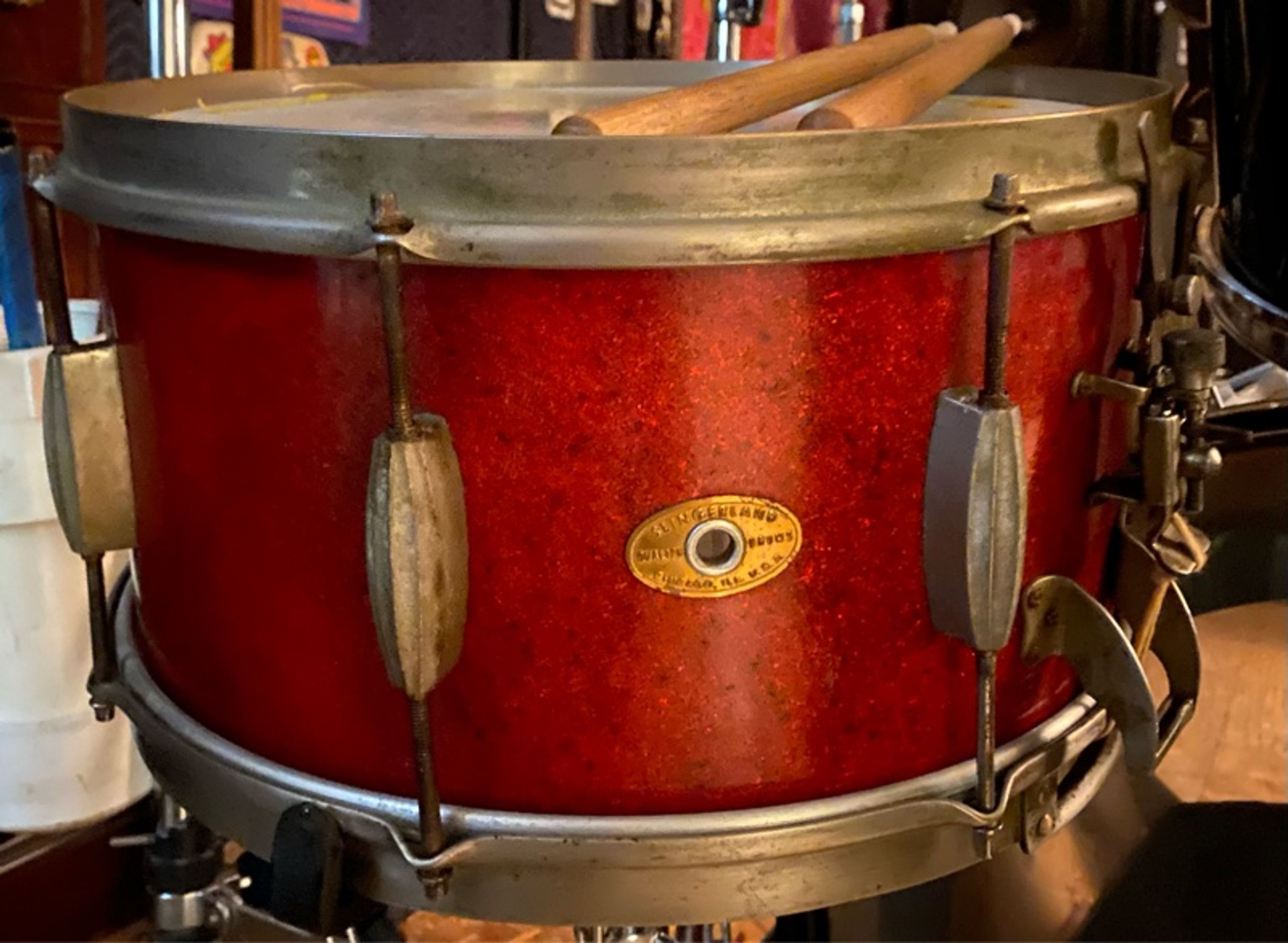 Slingerland Radio King Snare Drum Red Sparkle