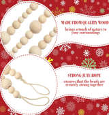 Giegxin 1 Pcs 32.8 Feet Christmas Wooden Bead Garland Xmas Tree Beads Garland - Image 4
