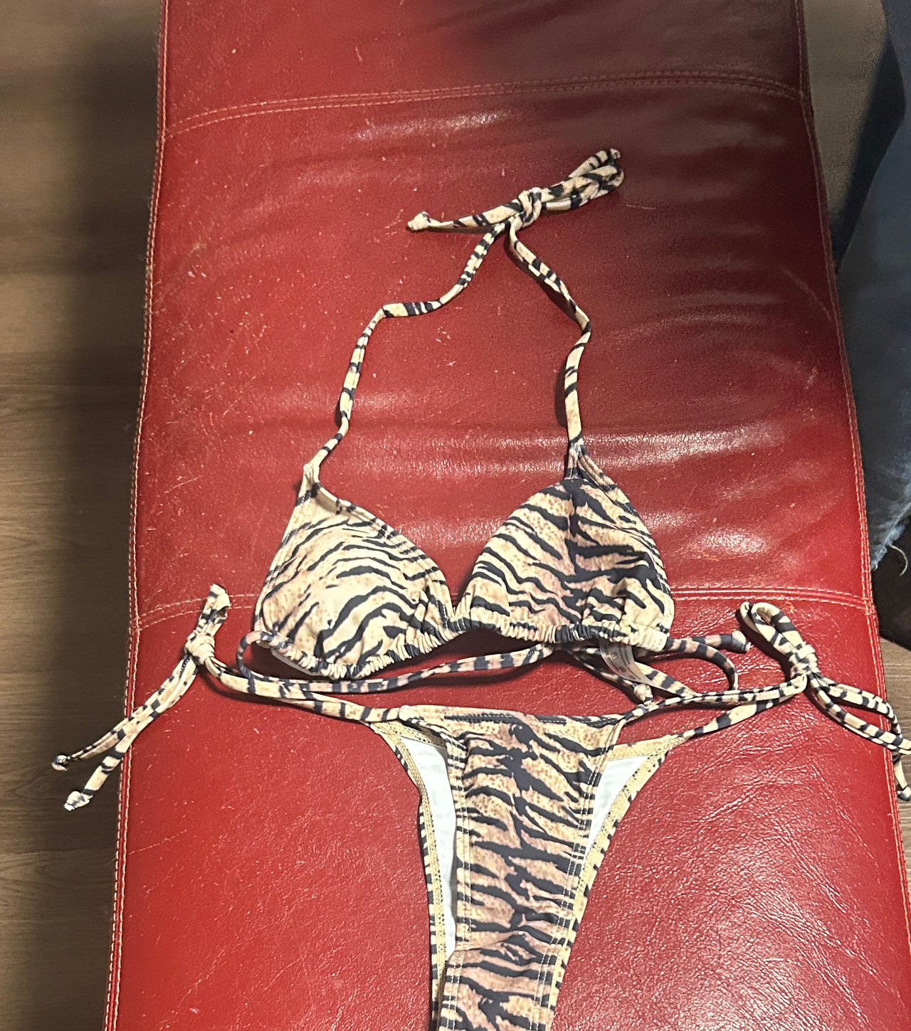 Tiger Print Triangle Bikini Set