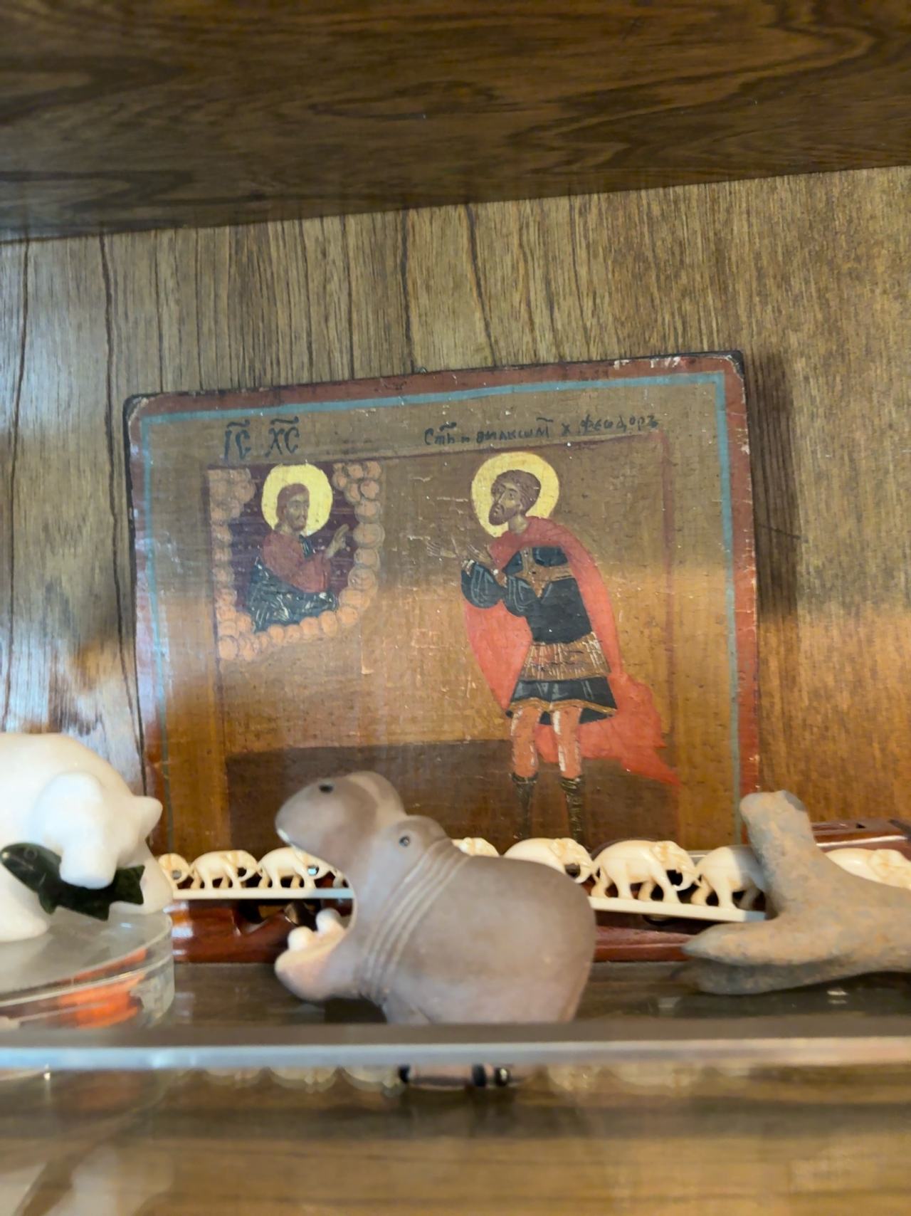 Antique Russian Orthodox Icon Hand-Painted on Wood