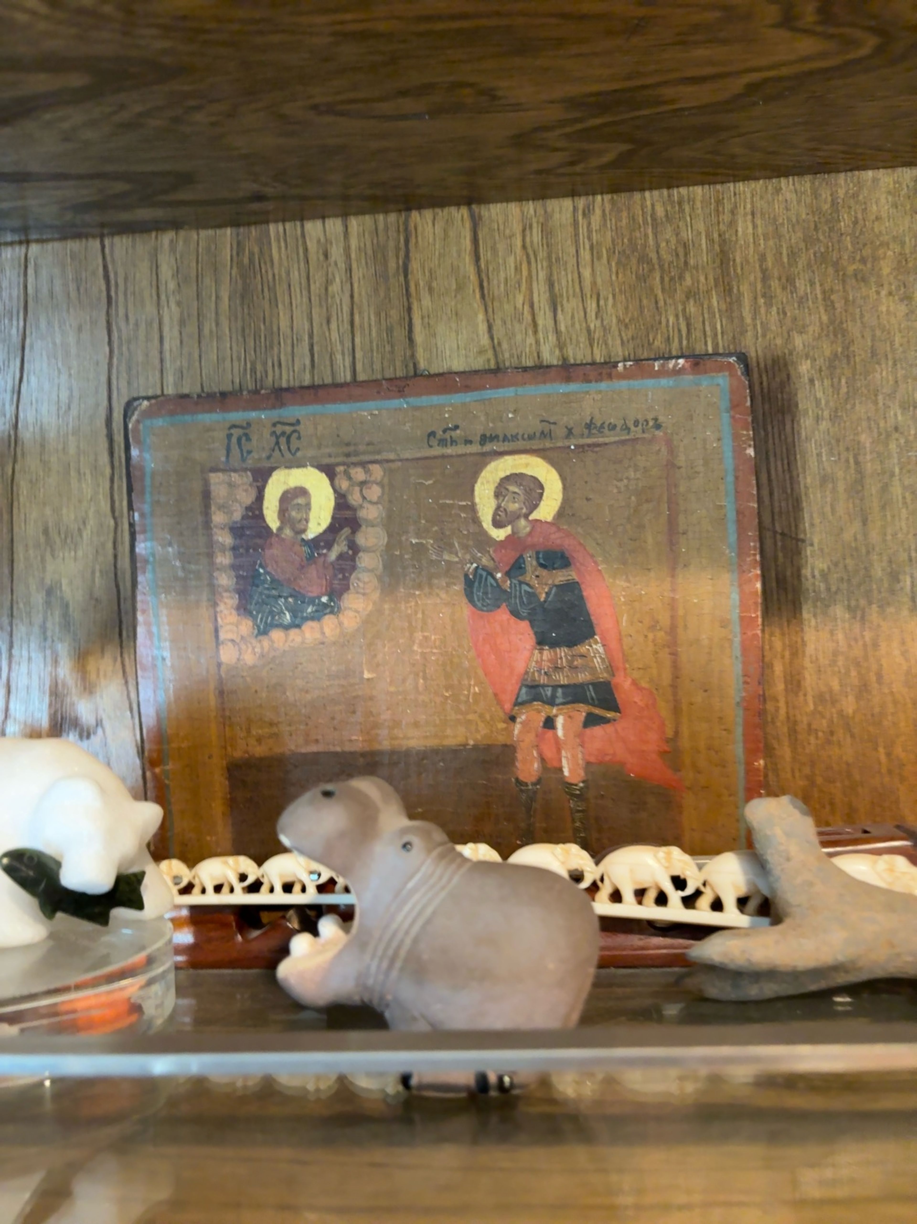 Antique Russian Orthodox Icon Hand-Painted on Wood